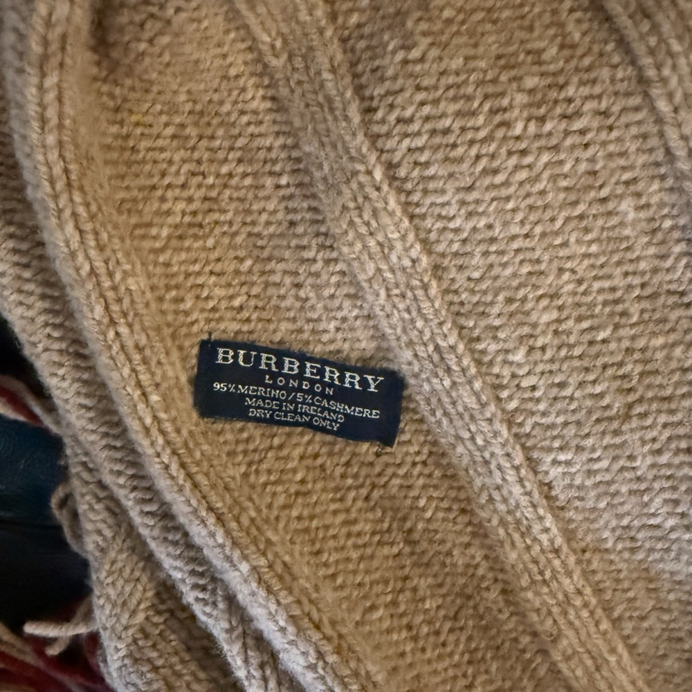 Vintage Burberry Asymmetrical Poncho with Fringe Hem - Picture 3 of 8